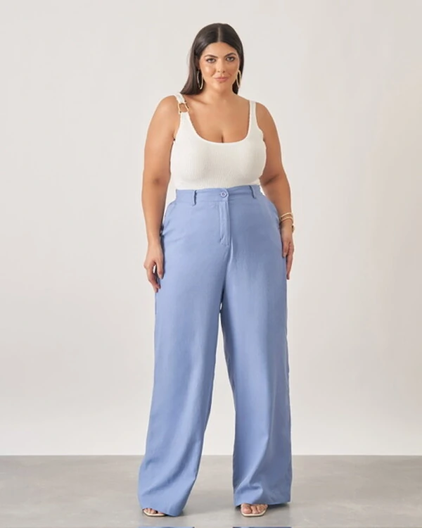 Calca linho de viscose reta kayla