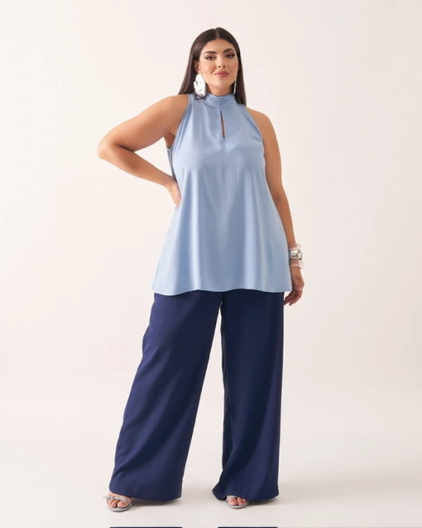 regata alongada em viscose gola alta kayla