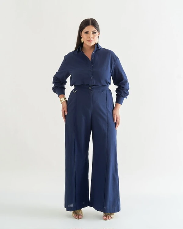 conjunto camisa e calca linho quebela