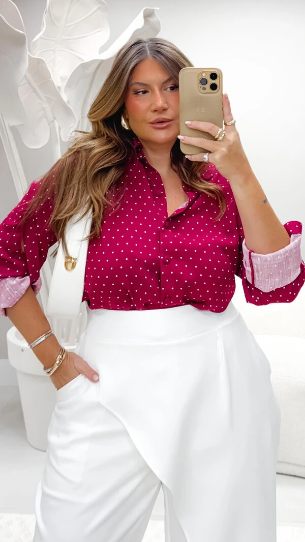 pre venda camisa viscose poa rosami