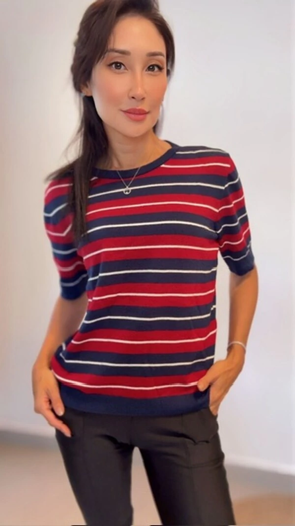 blusa tricot listras manga curta licia planet