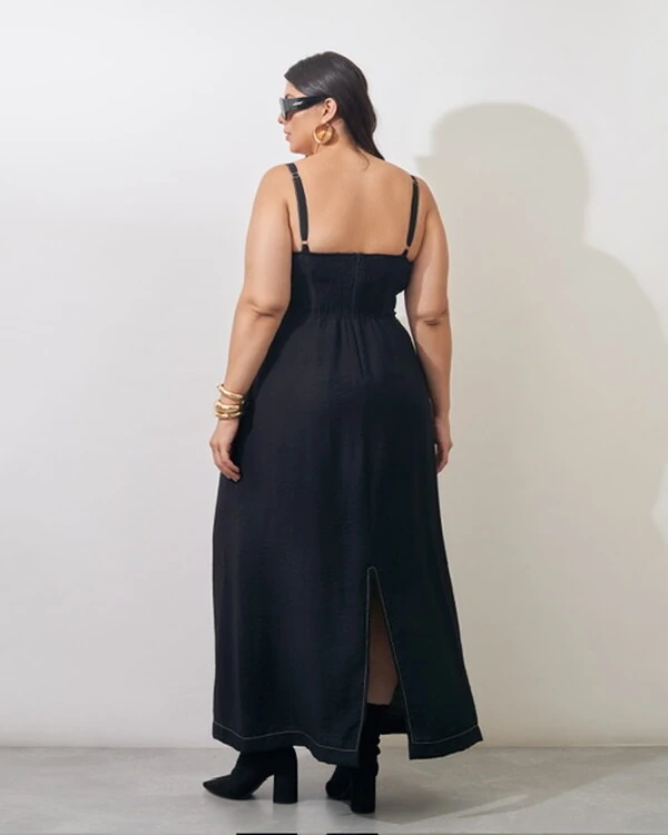 vestido viscose poliamida prespontado faixa elisabeth kayla