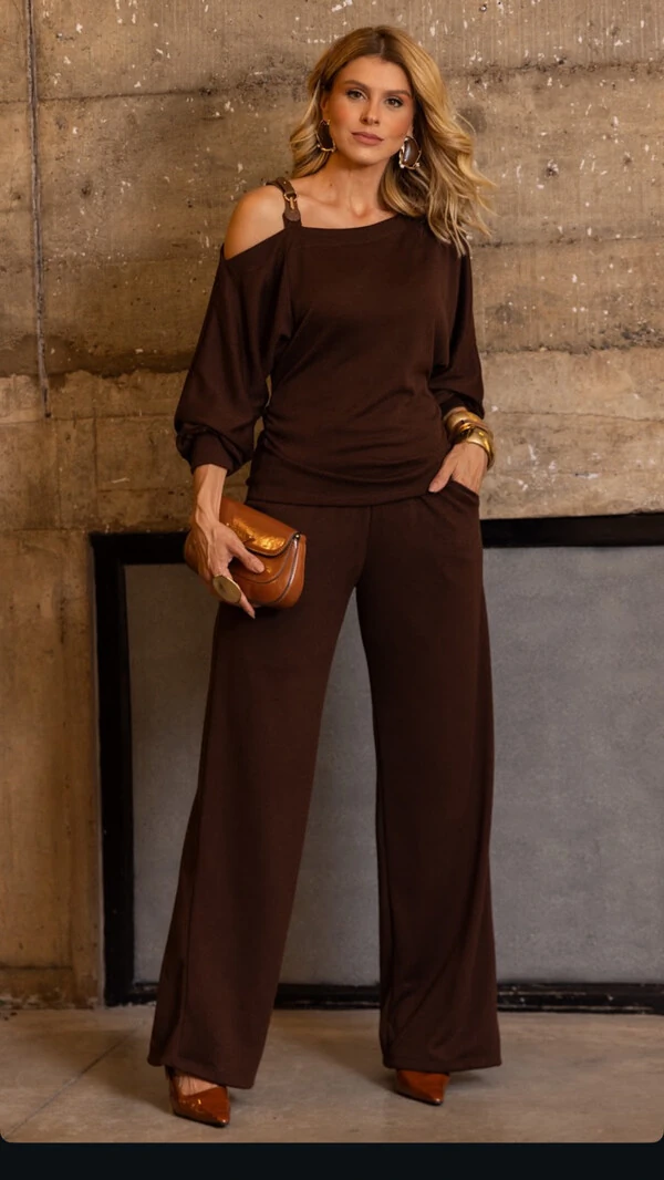 pre venda conjunto canelado com cinto em courino tellos