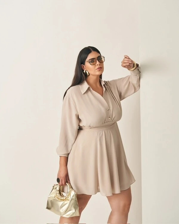 vestido curto camisa chemise quebela