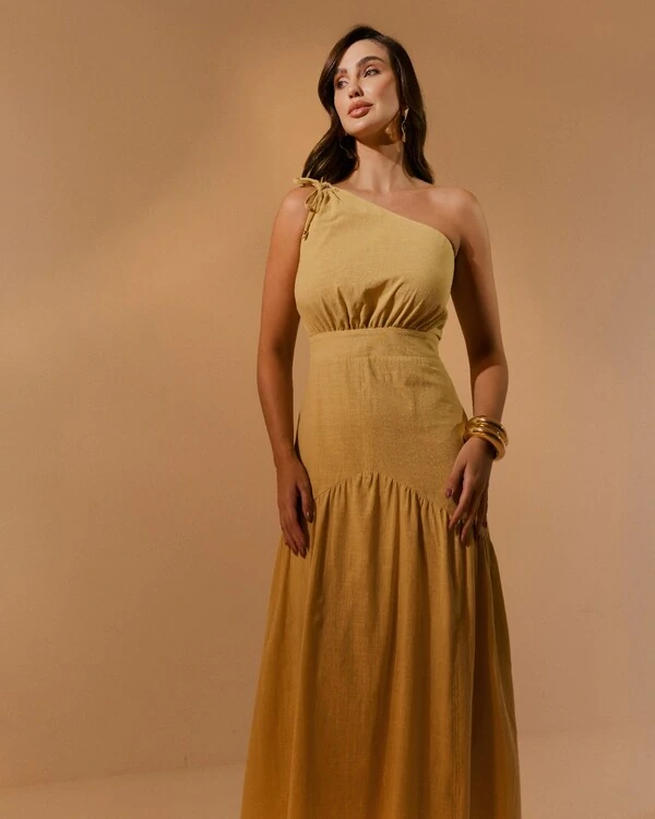 vestido midi colise algodao quebela