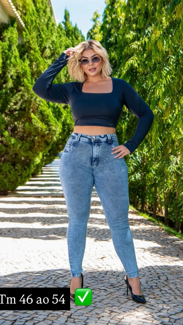 Calca jeans skinny blue extonada mariana
