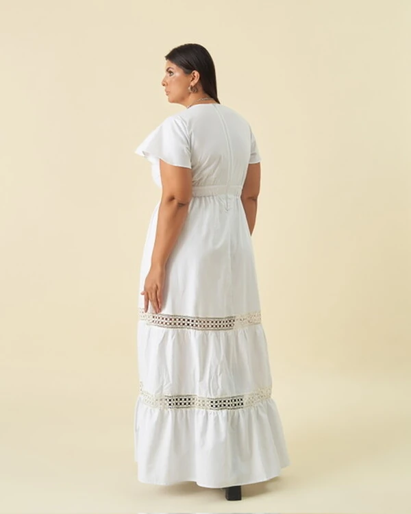 Vestido longo com renda rosalina kayla