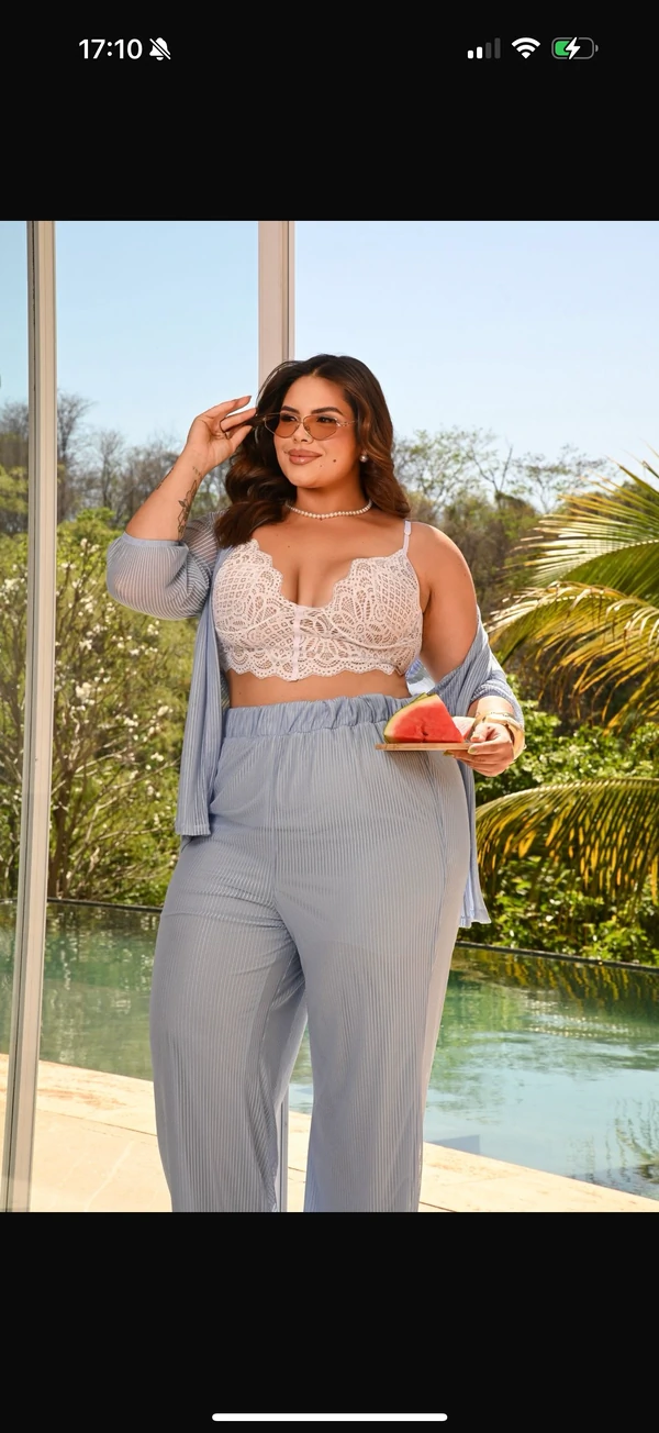 conjunto tule poliamida listra bruna