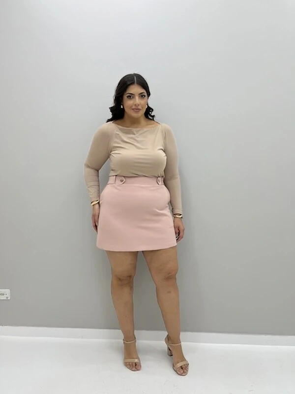 blusa manga comprida malha poliamida hotpink