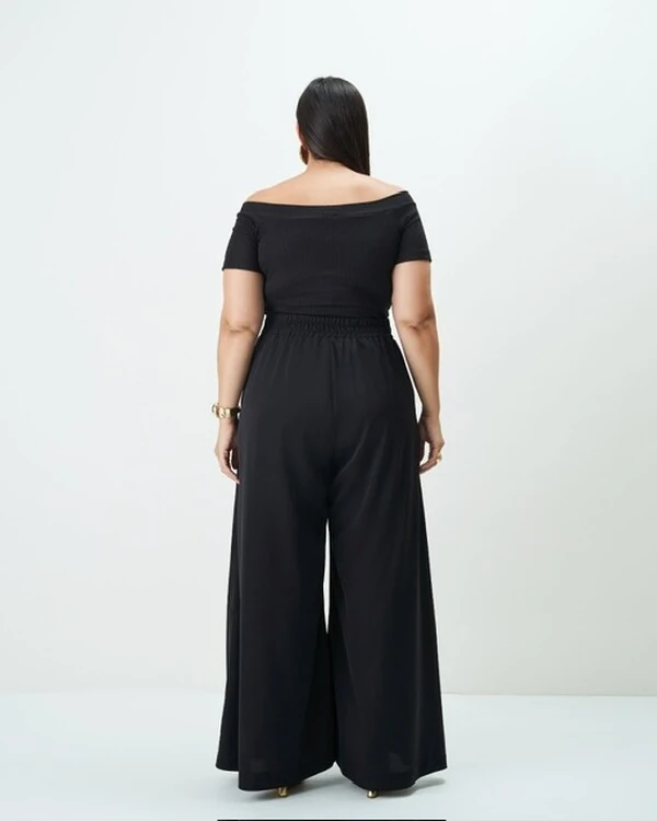 calca pantalona alfaiataria com fivela quebela