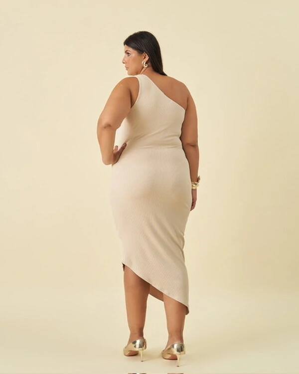 Vestido um ombro malha poliamkda kayla
