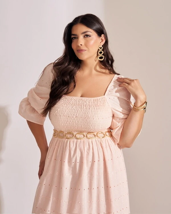 Vestido longo algodao com elastex floresta kayla