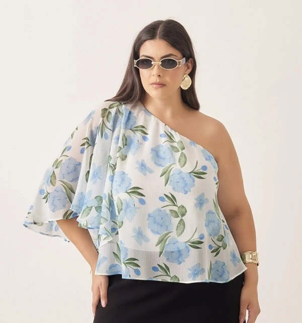 Blusa um ombro floral crepe ggt kayla