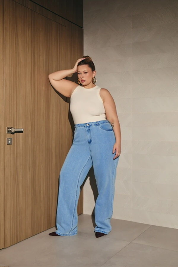 Calca reta jeans rise 2 izzat