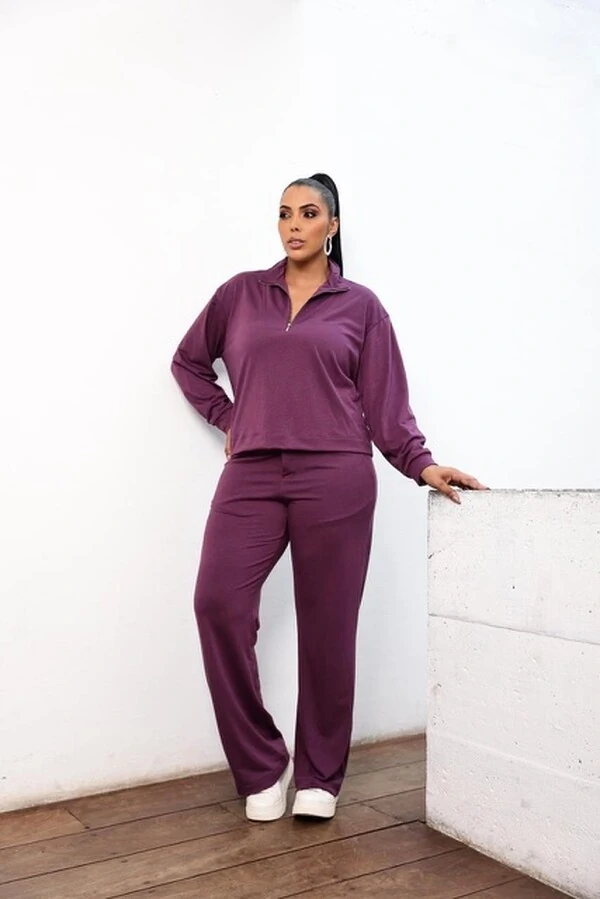 blusa soft moletinho com fechamento ziper gola upper