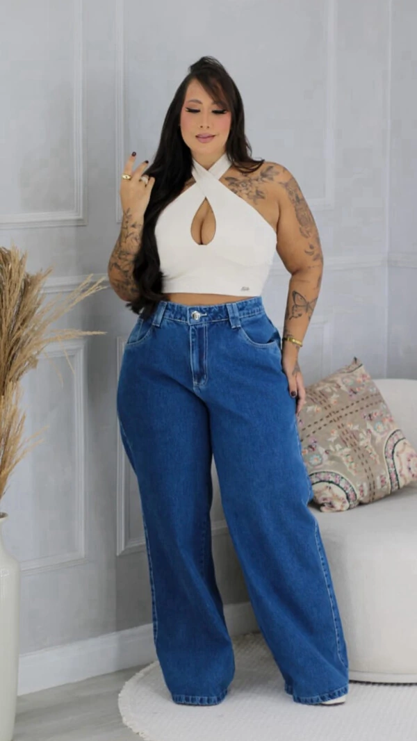 Calça wide blue fofinha