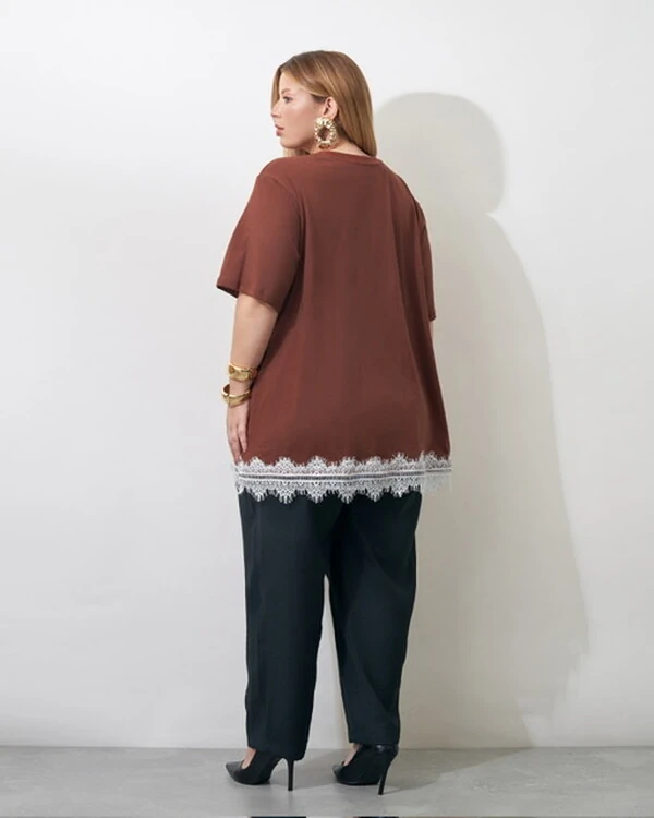 t shirt malha de algodao com barra chantily renda kayla