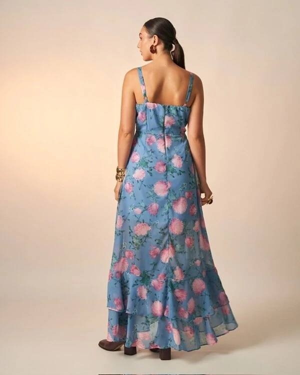 vestido floral chiffon celeste kayla