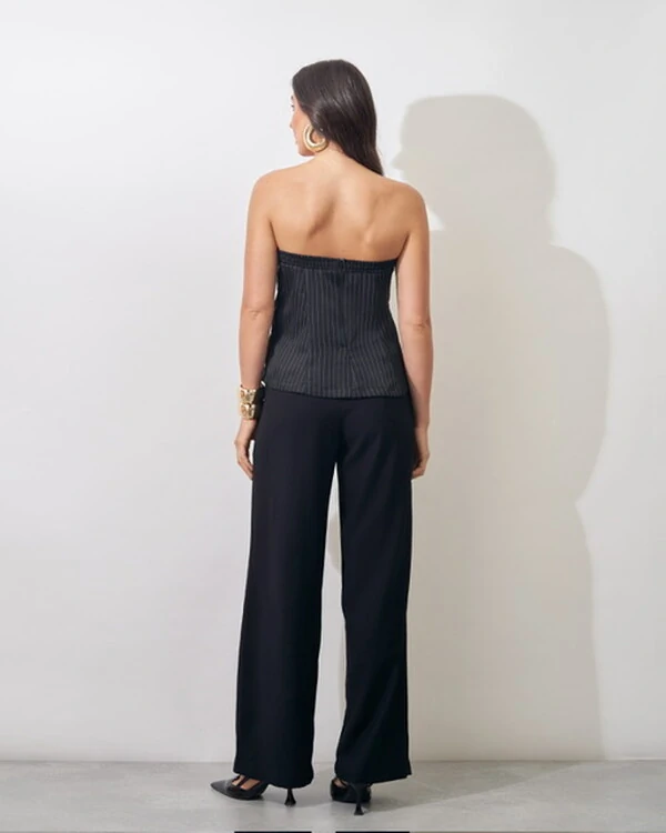 blusa tomara que caia alfaiataria risca de giz kayla