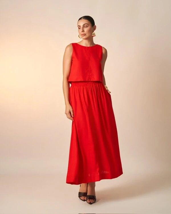 saia viscose e linho clea midi kayla