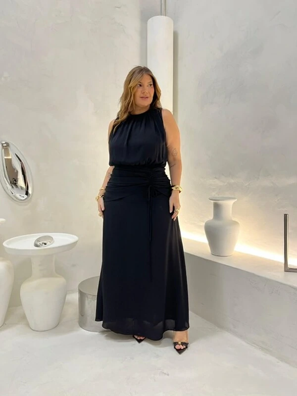 vestido longo colise hotpink