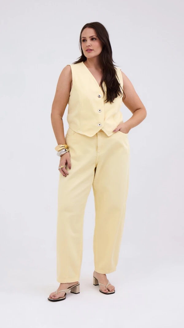 colete jeans amarelo manteiga izzat