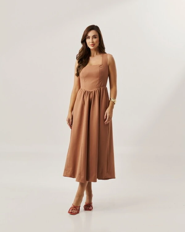 vestido colonial em tricoline com elastano e elastico costa quebela