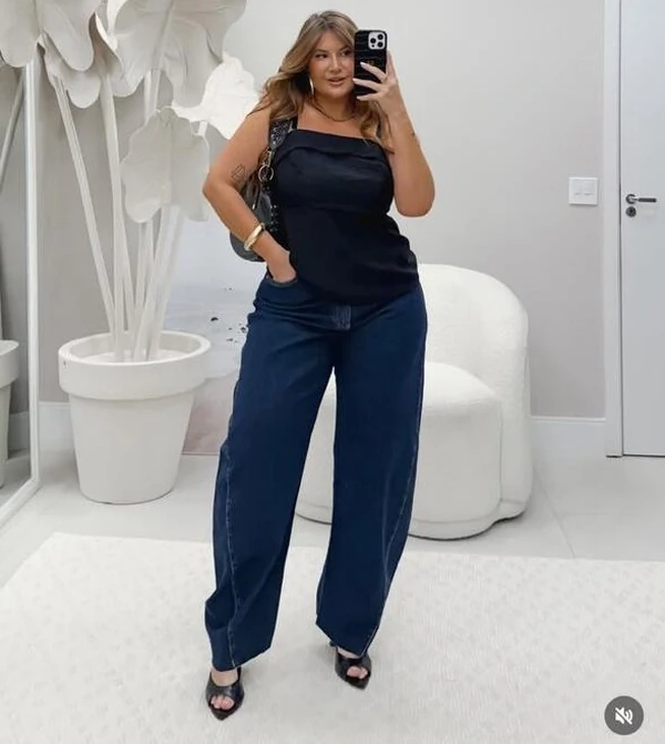 Calça barrel blue divas