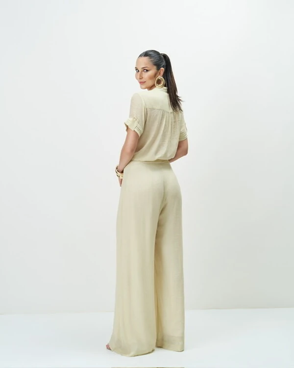 conjunto summer camisa e calca quebela