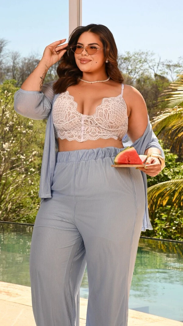 conjunto tule poliamida listra bruna