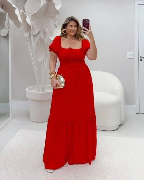 Pre venda vestido cigana vermelho viscolinho marianina