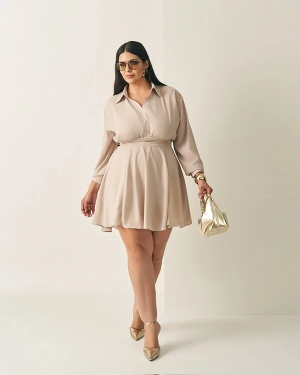 vestido curto camisa chemise quebela