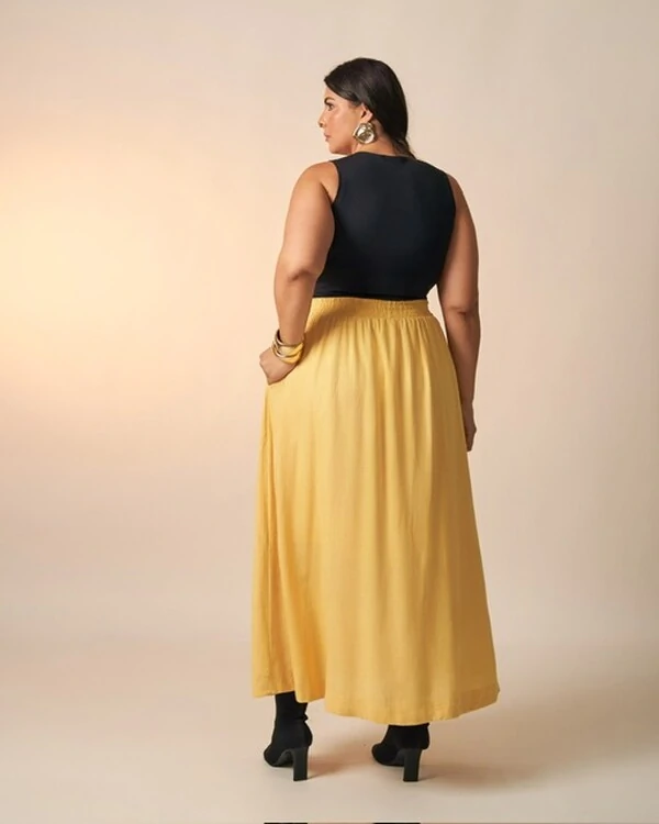 saia viscose e linho clea midi kayla