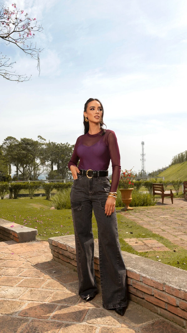 PRE VENDA blusa tule manga longa poliamida divas