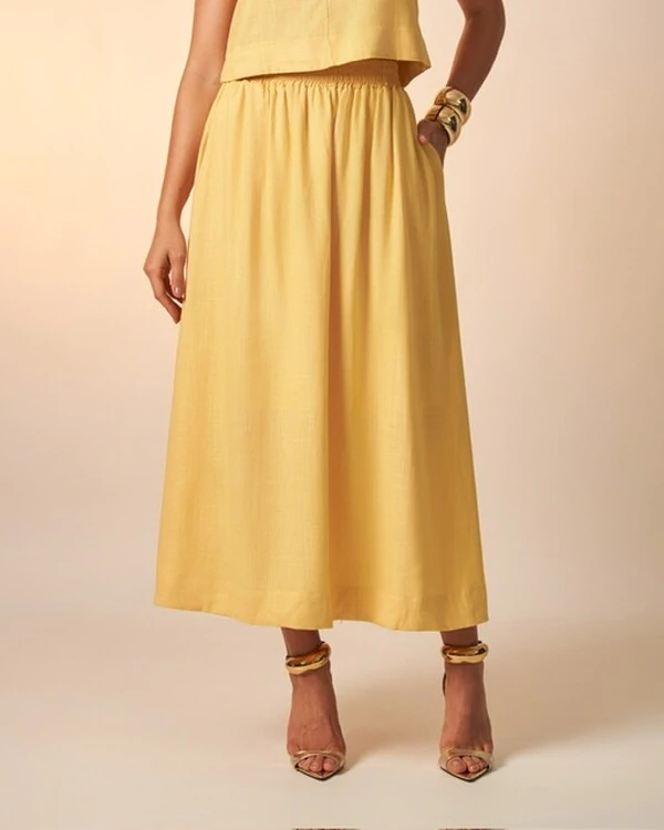 saia viscose e linho clea midi kayla