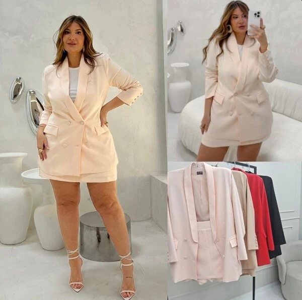 conjunto alfaiataria blazer e saia hotpink