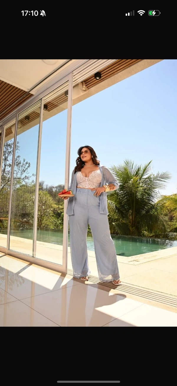 conjunto tule poliamida listra bruna