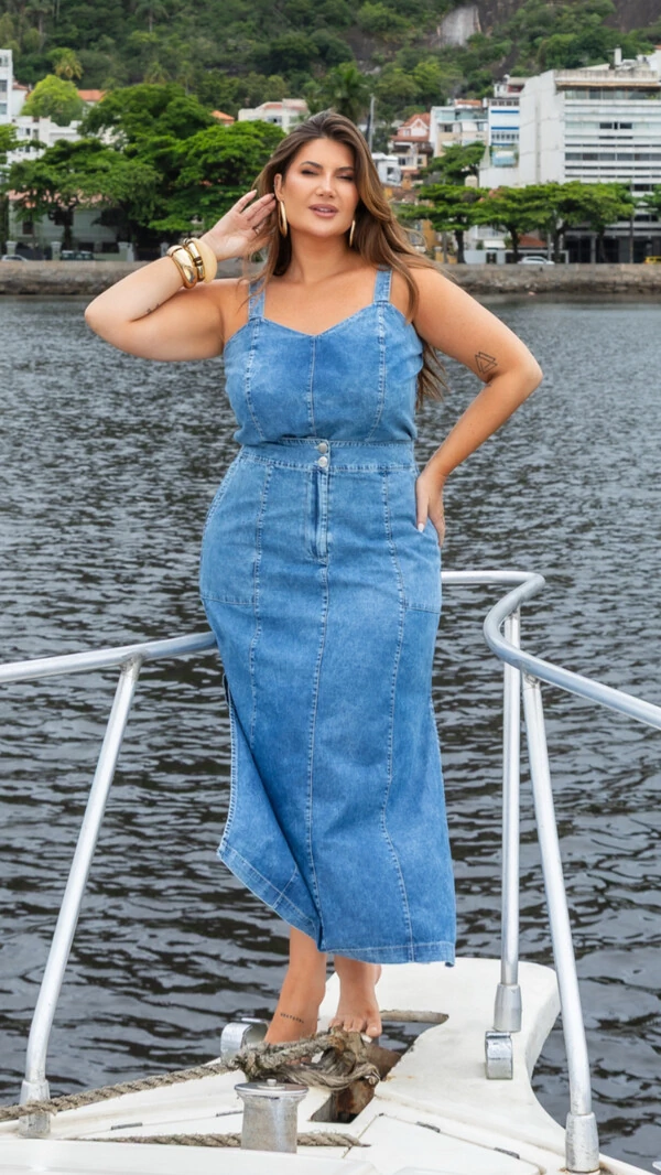 Pre venda saia midi jeans denim 100% algodao mr fr