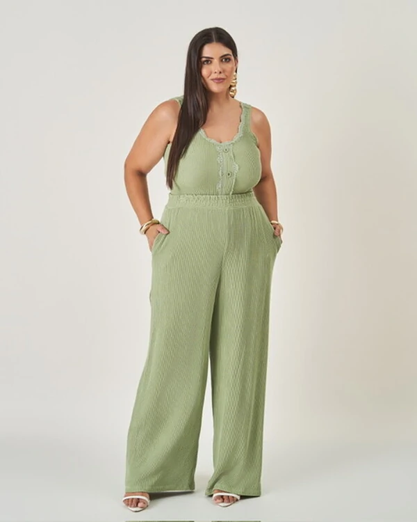 regata malha kayla com renda e botao