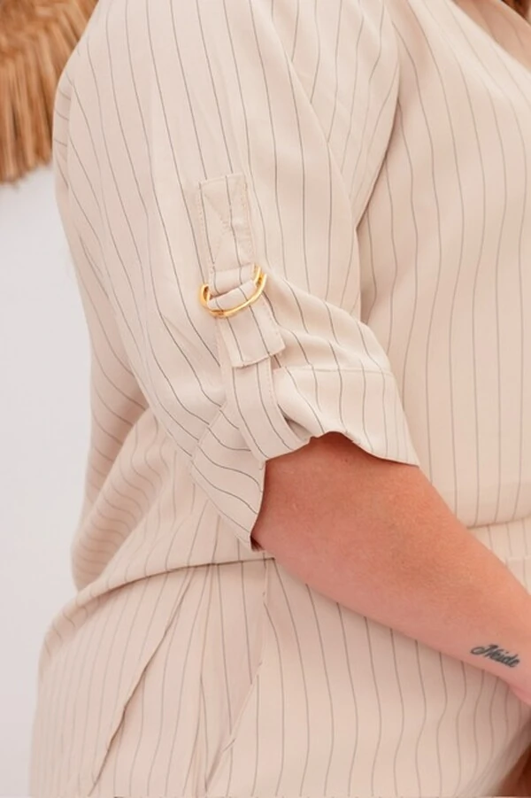 Conjunto listras alfaiataria camisa e saia predil