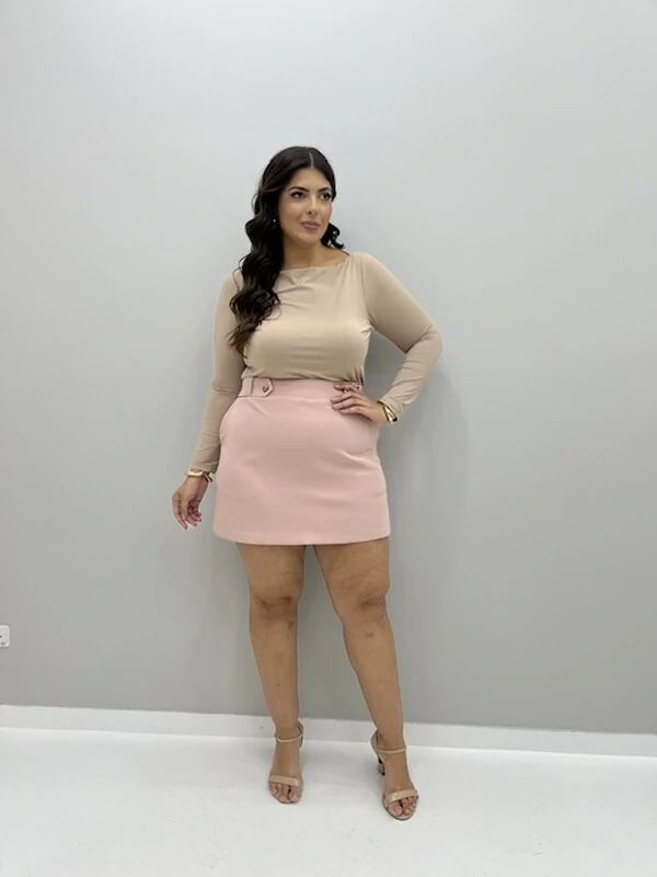 blusa manga comprida malha poliamida hotpink