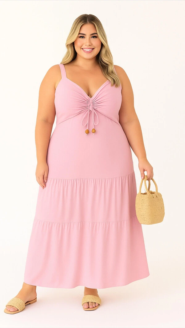 Vestido longo viscolinho premium planet