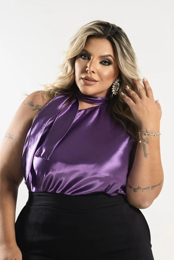 pre venda blusa cetim chocker requinte milan