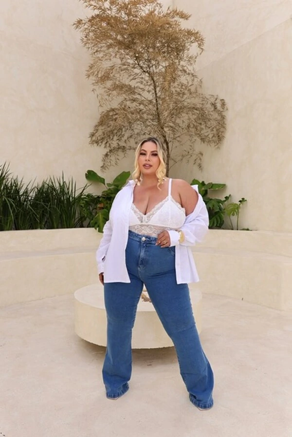 calca flare jeans com elastano f provador