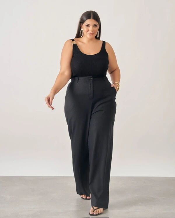 Calca linho de viscose reta kayla