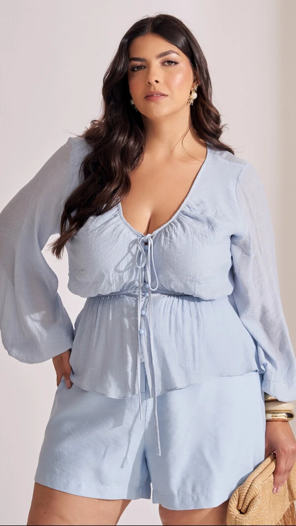 shorts viscose com botao tingido collab kayla