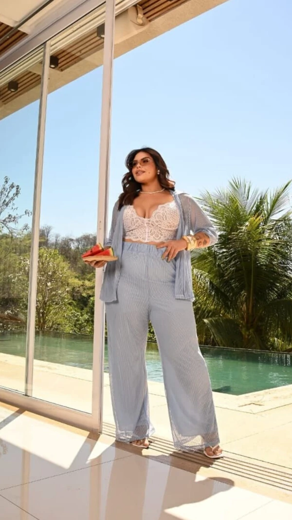 conjunto tule poliamida listra bruna