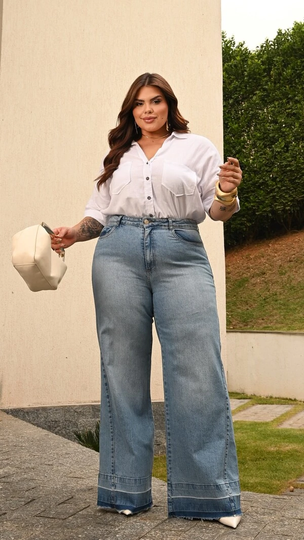 pre venda calca wideleg jeans divas