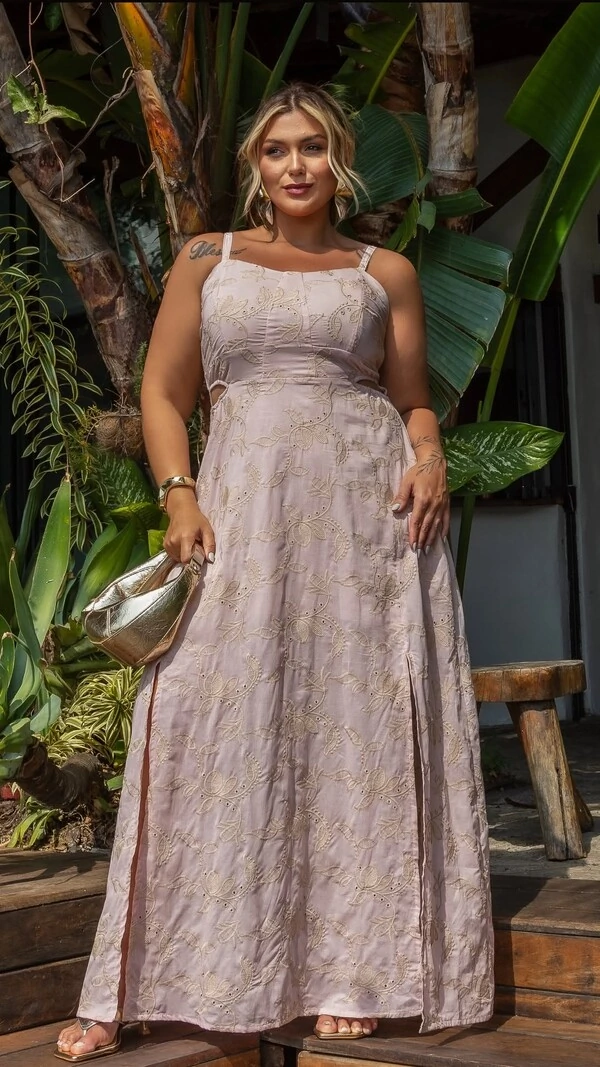 Pre venda vestido longo bordado lasie mr fr