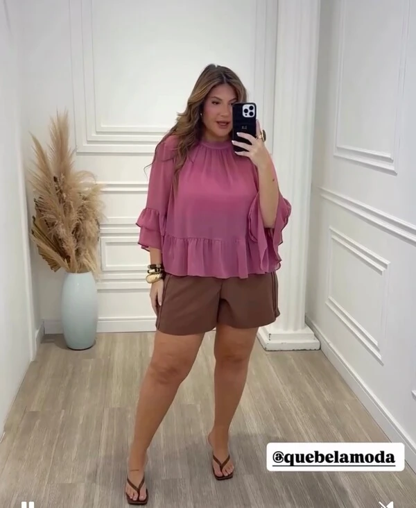 blusa peplum em crepe ggt fluido+ regata alca malha quebela